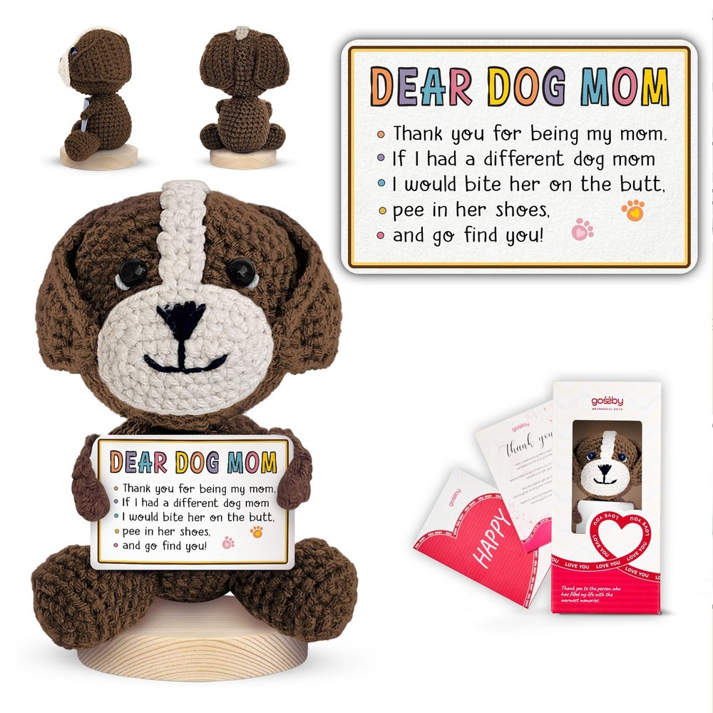 Positive Dog Crochet Doll – 100% Handmade Knitted Decor for Dog Mom – Gift