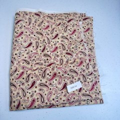 vintage MBT quilting cotton fabric beige red paisley floral 18×43