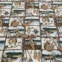 Vintage 1996 Scout Comes Fishing Alexander Henry Fabrics by the HALF YARD