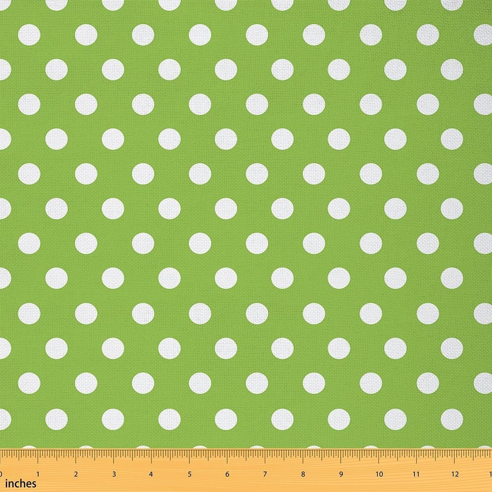 Polka Dots Fabric by The Yard,Green White Soft Polyester No Stretch Fabric fo…