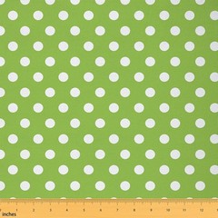 Polka Dots Fabric by The Yard,Green White Soft Polyester No Stretch Fabric fo…