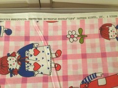 VTG Unused Triple Shield Copr Pink Plaid W/ Rag Dolls Fabric 2yds X 48” Wide