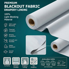 99.9% Blackout Drapery Lining Fabric White Sold by Yard 55″ wide light weight