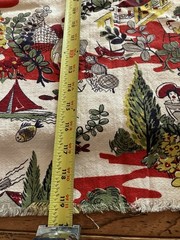 Vtg. Scenic Nature Print Fabric Yardage Cut Piece Houses 133 inches x 33 inches