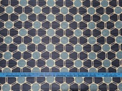 Tommy Bahama Blue Navy Geometric Circle Spot In/Outdoor Grid Pattern Uph Fabric