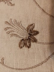 Randolph Alexander Linen Blend Floral Embroidered Fabric Samples Tan Blue Brown