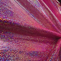 Hologram Metallic Coral background Foil Stretch Spandex by the Yard for Swimwear