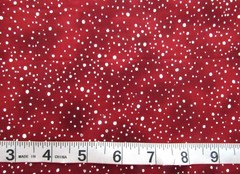 1/2 yd Mottled Dark Red with White Dots Accented with Metallic Silver by Hoffman