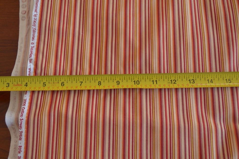 By 1/2 Yd, Yellow Orange Gold Red Striped, Benartex/Halvorsen/Bittersweet, M8761