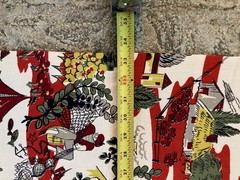 Vtg. Scenic Nature Print Fabric Yardage Cut Piece Houses 133 inches x 33 inches