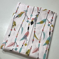 Brother Sister Design Studio Feather Print Cotton Fabric Pink Multicolor 1 yd.