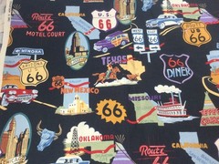 Vintage Route 66 Alexander Henry Remnant Cotton Fabric 1 Yd x 42″ W