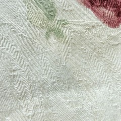 Vintage Richloom Floral Ivory Floral Rose Cotton Jacquard Damask Fabric 70”x55”
