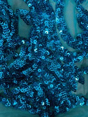 Phoebe TURQUOISE Sequins on Mesh Lace Fabric by the Yard – 10062