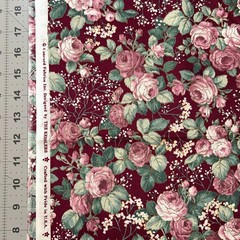 Pink Roses The Kesslers For Concord Cotton Fabric 1/2 Yard (18 By 44”) New
