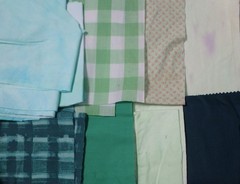 5 lb 0 oz Box of Assorted Fabric Scraps – Assort Greens, some Tie-Dyed FSBTB141