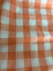 VTG 1.5 Yd 45X54 LIGHT ORANGE Classic LG Gingham Check Plaid Cotton QUILT FABRIC
