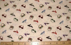 MICHAEL MILLER Fabric – ACCESSORIES – Shoes & Sunglasses on White – 31″ REMNANT