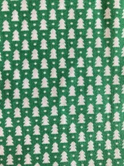 Tiny White Christmas Trees on Green Cotton Fabric VTG 1/2Y x 44″W