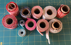 Fabric Strips Pre Cut 7/8″ To 2″ Mixed Patterns Dots Florals Lot Of 11 Lengths