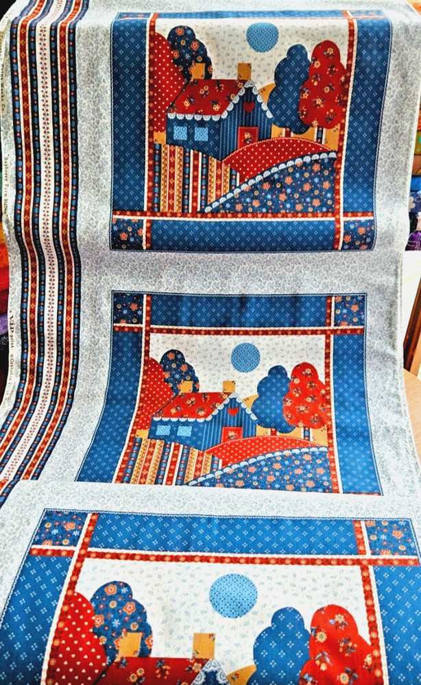 Vintage Cranston Print Works VIP 1980’s Fabric Country Cottage Pillow Panel