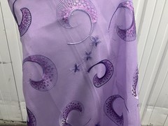 1.5 Yard Lavender Rhinestone Sequins Embroidered Lace fabric 50” Width