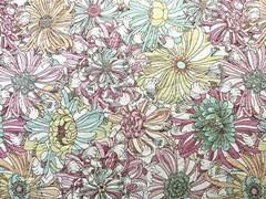 Tana Lawn Liberty London Blue Pink Yellow Mums Floral Pattern Fabric 3 Yards