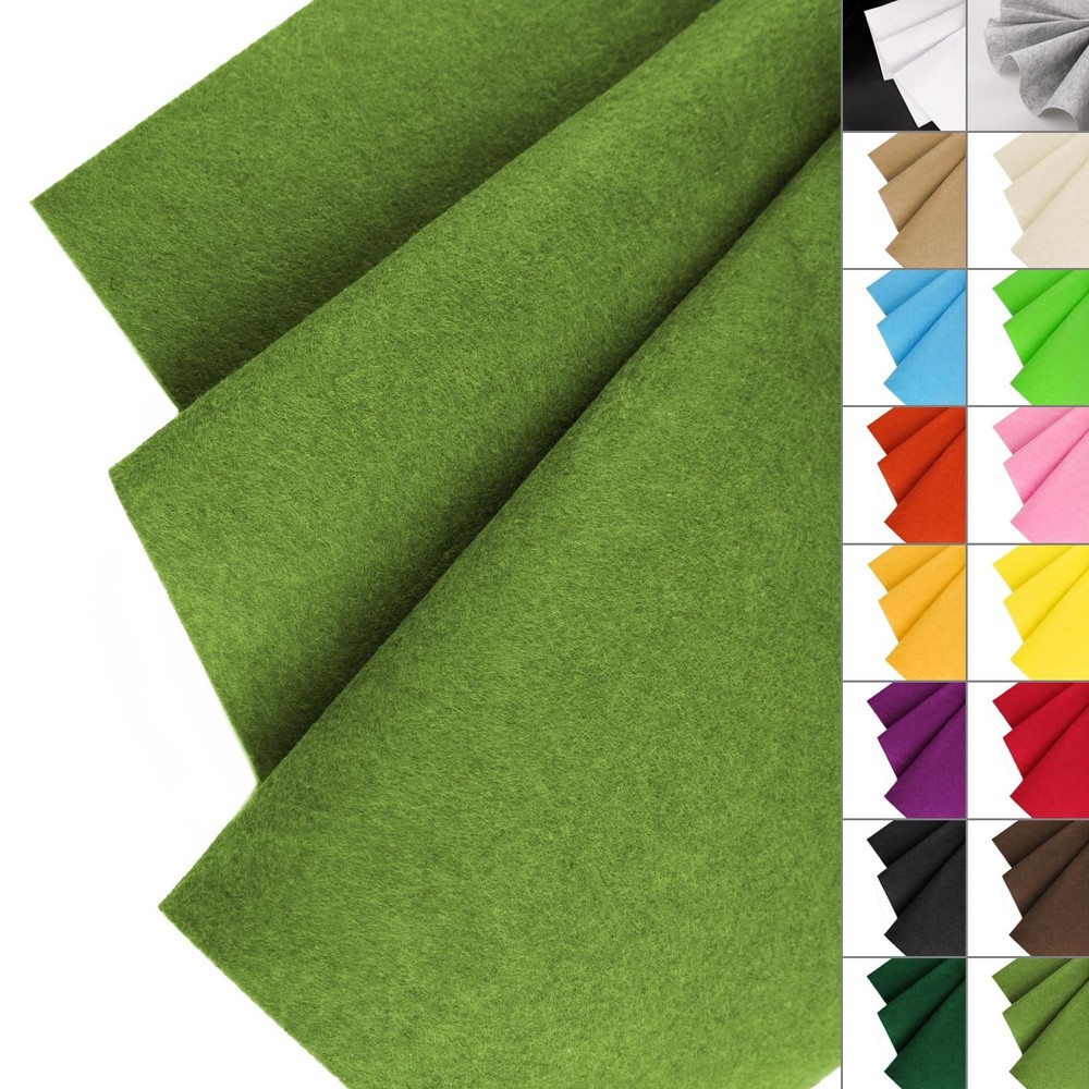 Moss Green Stiff Felt Fabric 36×36 Inch 1.2mm Thick Square Craft Sewing Art