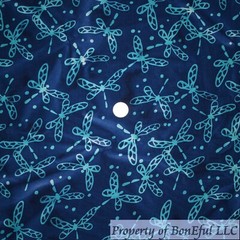 BonEFul Fabric FQ Cotton Quilt Batik Art Blue Water Green Dragonfly Polka Dot FL