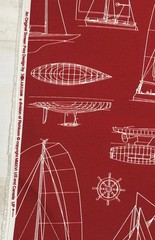 Solarium Outdoor Fabric Sailing Sailboats 1 Yard Red RichLoom Screen Print 54”