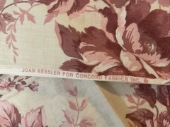 Creamy White Cotton With Large Mauve Flowers- 2 Yards