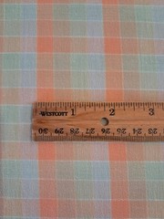 VTG Pastel Crepe Checked Plaid Fabric 44″ X 1-3/4 yds Peach, Mint, Aqua.