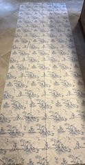 Toile Fabric, Blue Print Of Children Fishing On White Background 140”x45”