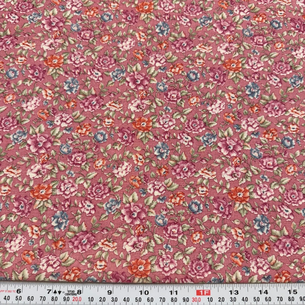Vintage Florals on Dusty Rose Marcus Brothers Textiles Cotton by the HALF YARD
