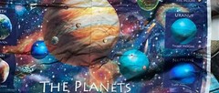 Large Outer Space Quilt Panel W/ Individual Planet Blocks.