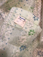 Vintage 70s Sheer Floral Flocked Swiss Dot Curtain Panels Fabric Woolworth As-Is
