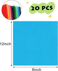 Felt Sheets 12×12 20 Pack 1mm Nonwoven Assorted Nonwoven acrylic felt, 1mm thick