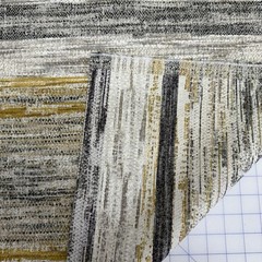 1yd Fabric Remnant Striped Tweed Gold Black Grey 56″ Wide