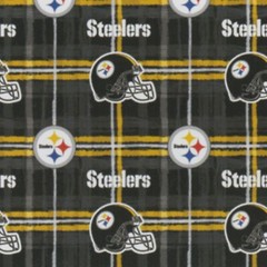 15 Inches NFL Pittsburgh Steelers Logo Helmet Plaid Cotton Flannel Fabric