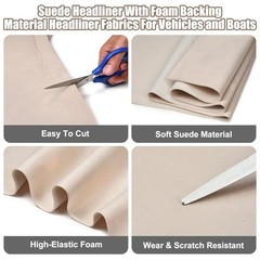 Headliner Fabric Suede 98″x60″ 4mm Foam Backed – Car Roof Interior Beige