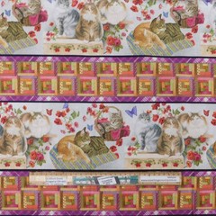 Patchwork Quilting Fabric Cats and Quilts Border Half Meter Cut 50x110cm