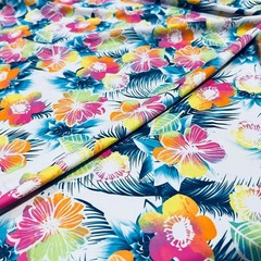 Spandex Fabric Colored Hawaiian printed 4-way Stretch by the Yard for Swimwear