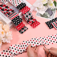 40Pcs Mother’S Day Cotton Fabric Strips Red Black Love Heart Polka Dots Fabric