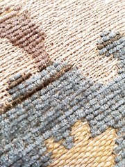 3 YARDS Luxury Upholstery Woven Jacquard Fabric Blue Tan Mediterranean Ogee