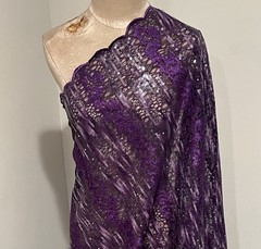 1 Yard Purple Gold Sequins Embroidered Lace Fabric 50” Width