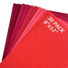 30 PCS 8×12 Inch 1.0mm Thick Stiff Felt Sheets Crafts Red Series Fabric DIY