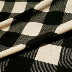 Black Ivory Buffalo Check Sweater Knit Fabric 58″ BTY Soft Brushed Plaid DIY