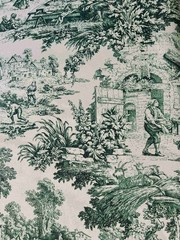 Fabric by the meter and tablecloths | Toile de Jouy model 2 various colors | height 305cm