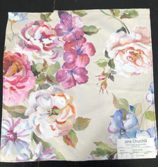 JANE CHURCHILL Mayflower in Pink, Olive 17 1/2″ Cotton Floral Fabric Sample