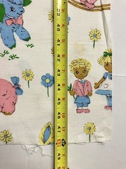 Vtg Nursery Animals Fabric 48 L x 36 W Cat Horse Bunny Lamb Bear Elephant Doll